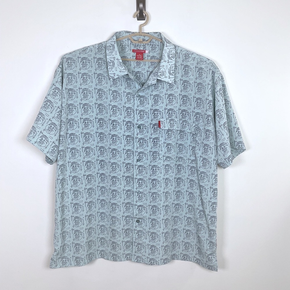 Platinum Fubu‎ Y2K Graphic Button Up Shirt Short Sleeve Fat Albert  Print 5X